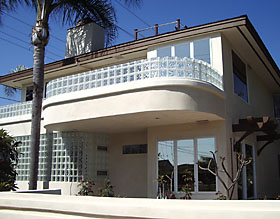 Glass block balcony.